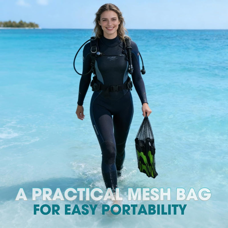 Load image into Gallery viewer, Hikeen Adjustable Short Snorkeling Fins with Mesh Bag