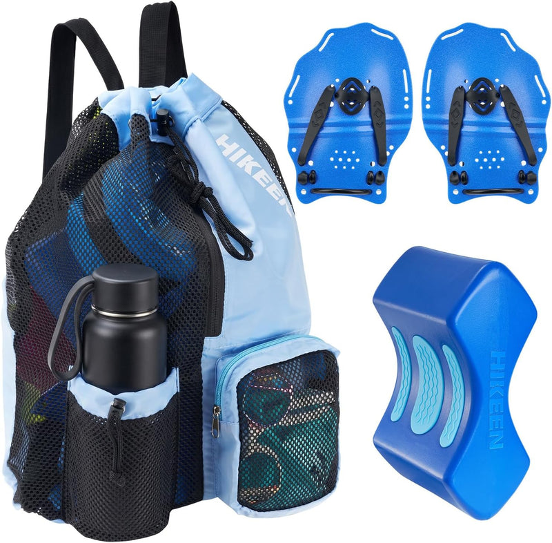 Lataa kuva gallerian katseluohjelmaan Hikeen 4-Piece Swim Training Set with Hand Paddles, Pull Buoy & Mesh Bag