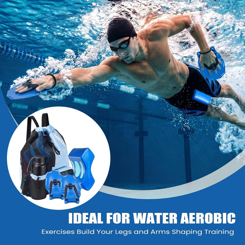 Lataa kuva gallerian katseluohjelmaan Hikeen 4-Piece Swim Training Set with Hand Paddles, Pull Buoy & Mesh Bag