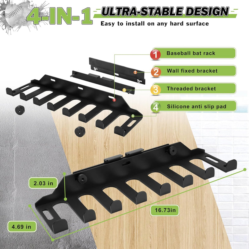 Lataa kuva gallerian katseluohjelmaan Hikeen Baseball &amp; Softball Bat Rack | Holds 14 Bats
