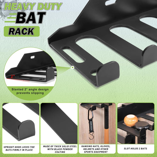 Hikeen Baseball & Softball Bat Rack | Holds 14 Bats