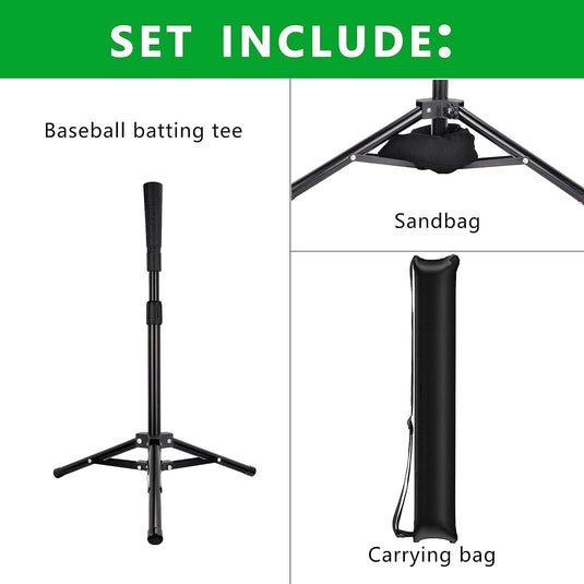 Hikeen Baseball Batting Tee & 2-Pack Wall Mount Set