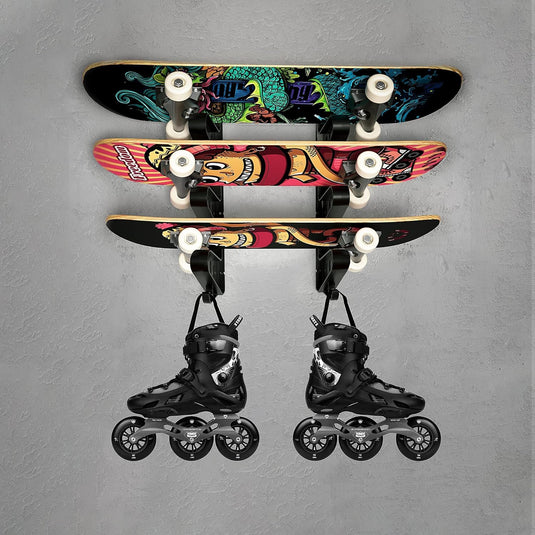 Hikeen Skateboard Wall Mount Rack – Vertical Display Holder for 2 Decks