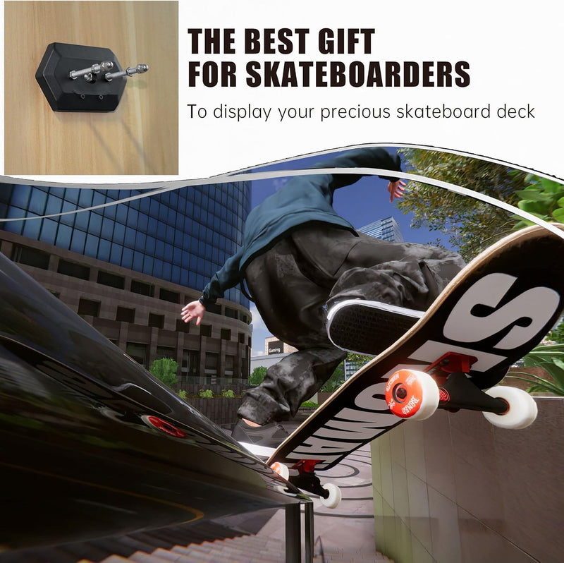 Load image into Gallery viewer, Hikeen Skateboard Wall Mount – Floating Display Rack for 3 Decks
