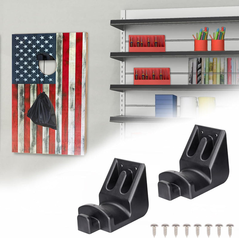 Lataa kuva gallerian katseluohjelmaan Hikeen Cornhole Board Wall Mounts – Set of 2, Game Board Storage Hooks
