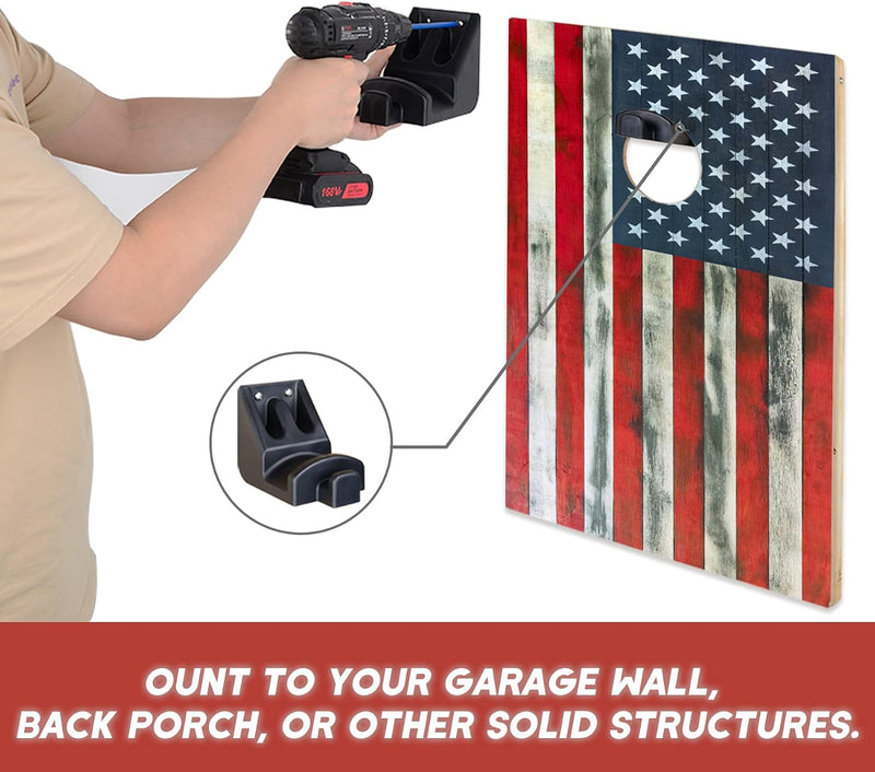 Lataa kuva gallerian katseluohjelmaan Hikeen Cornhole Board Wall Mounts – Set of 2, Game Board Storage Hooks
