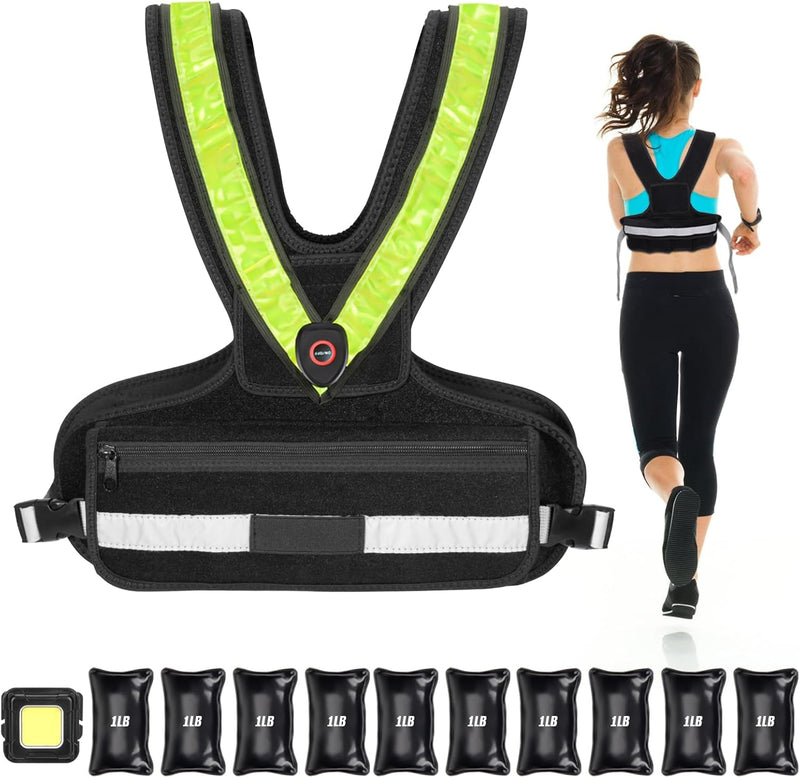 Chargez l'image dans la visionneuse de la galerie, Hikeen Weighted Vest with Reflective Strips &amp; LED Sash
