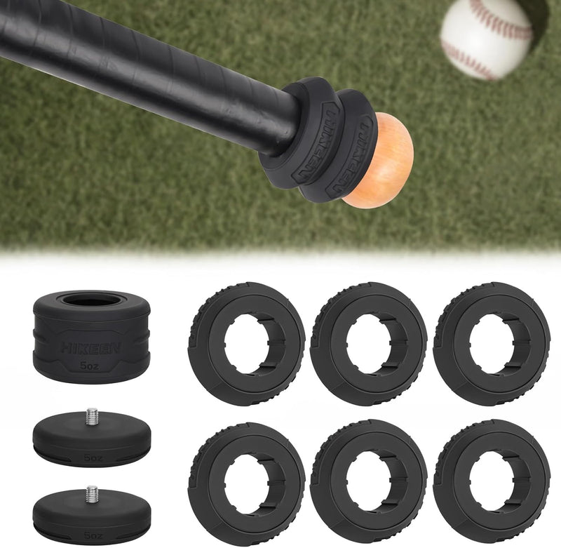 Lataa kuva gallerian katseluohjelmaan Hikeen Baseball Bat Choke-Up Rings &amp; 15oz Swing Weight Set
