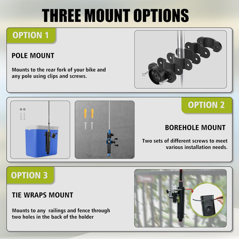 Lataa kuva gallerian katseluohjelmaan Hikeen Adjustable Fishing Rod Holder for Bike, Chair, Cart &amp; ATV
