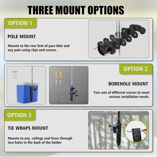 Hikeen Adjustable Fishing Rod Holder for Bike, Chair, Cart & ATV