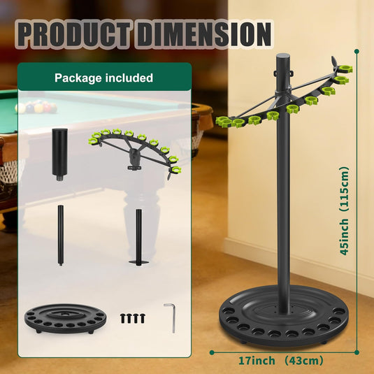 Hikeen Heavy Duty Pool Cue Rack – Holds 10 Cues, Steel Frame