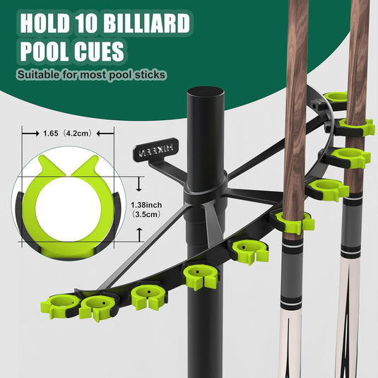 Hikeen Heavy Duty Pool Cue Rack – Holds 10 Cues, Steel Frame