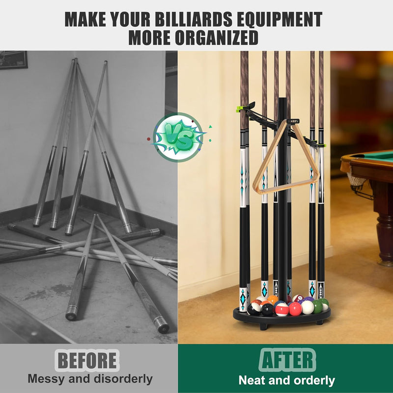 Load image into Gallery viewer, Hikeen Heavy Duty Pool Cue Rack – Holds 10 Cues, Steel Frame

