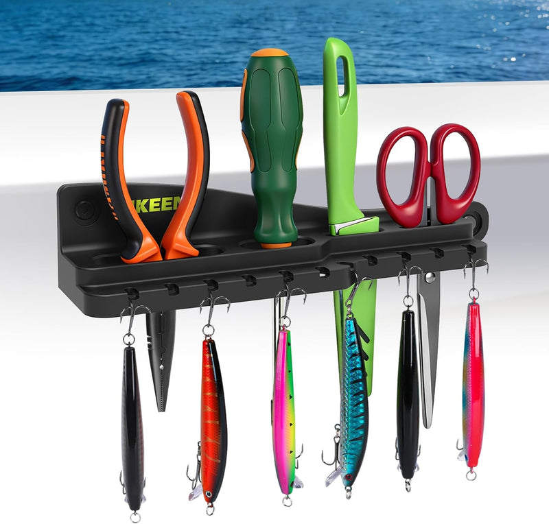 Chargez l'image dans la visionneuse de la galerie, Hikeen Boat Fishing Tool Holder – Screw-Mount Rack for Pliers, Knives &amp; Lures
