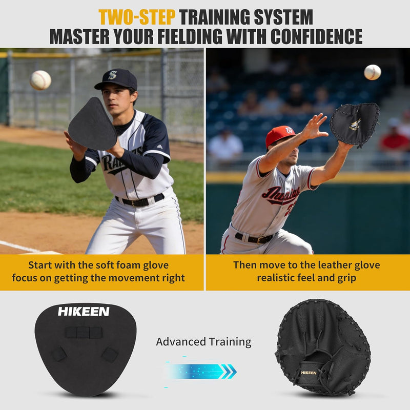 Lataa kuva gallerian katseluohjelmaan Hikeen 2-Piece Pancake Training Glove Set for Baseball &amp; Softball
