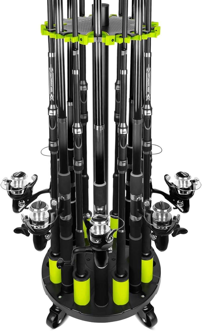 Load image into Gallery viewer, Hikeen Rolling Fishing Rod Rack – Holds Up to 20 Rods
