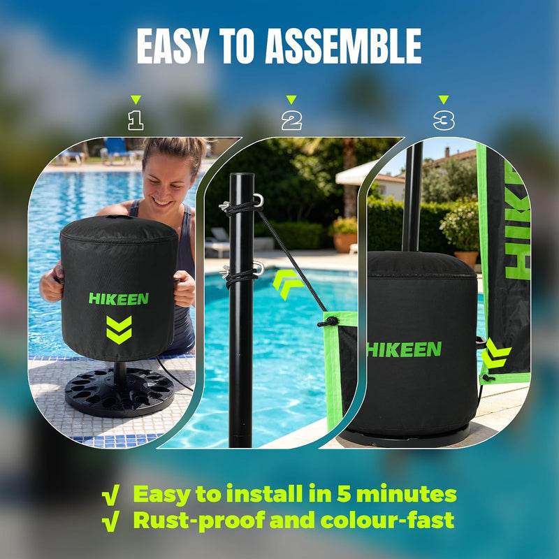 Chargez l'image dans la visionneuse de la galerie, Hikeen Adjustable Pool Volleyball Net Set, 15-30ft, with Weighted Base &amp; Volleyball
