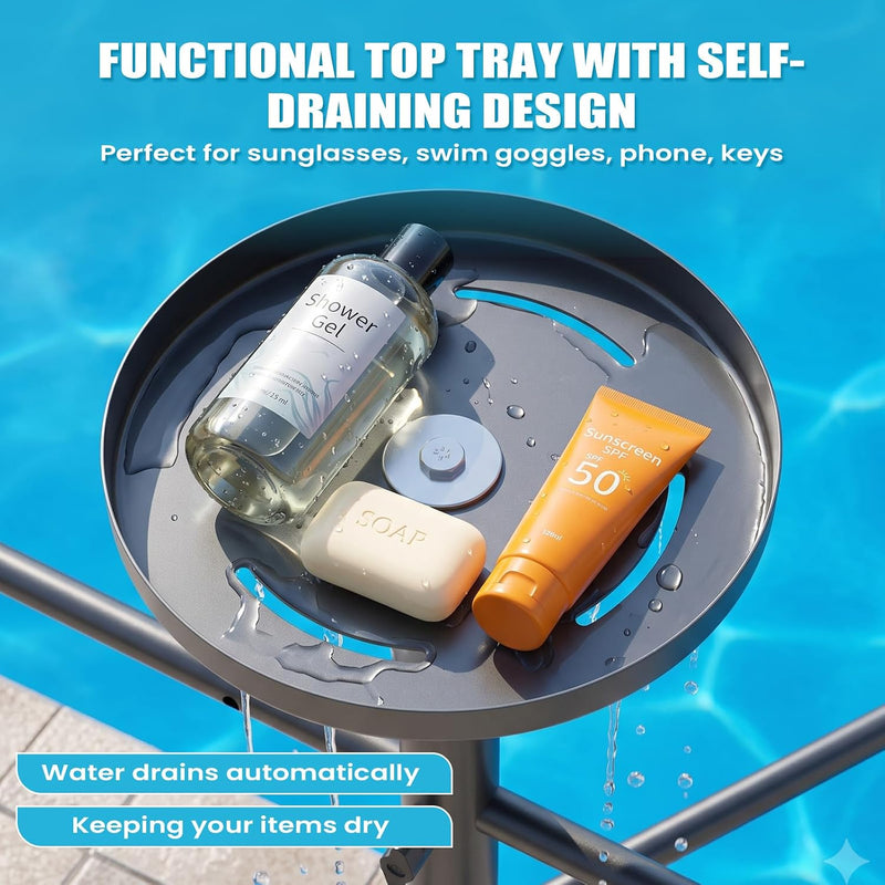 Load image into Gallery viewer, Pool Towel Rack with 6 Bars &amp; Top Tray
