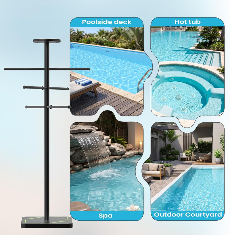 Load image into Gallery viewer, Pool Towel Rack with 6 Bars &amp; Top Tray
