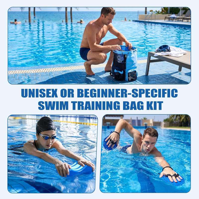 Lataa kuva gallerian katseluohjelmaan Hikeen 4-Piece Swim Training Set with Hand Paddles, Pull Buoy &amp; Mesh Bag
