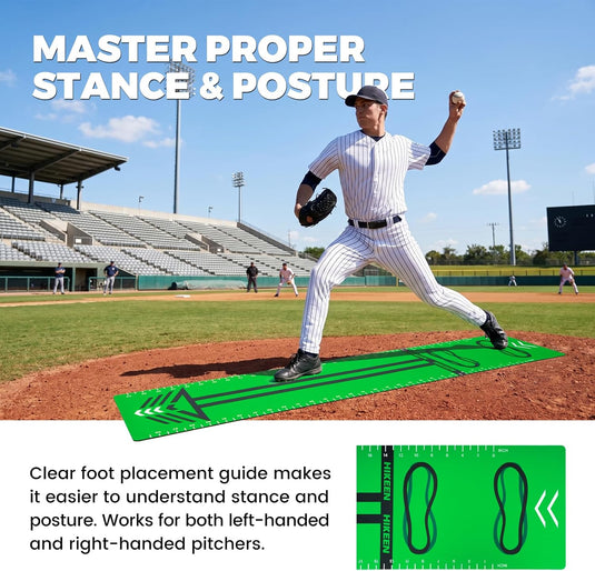 Hikeen Softball Pitching Mat for Stride & Stance Training | 70" × 15"