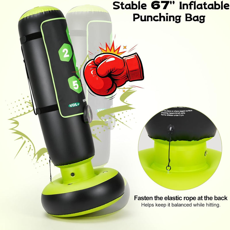 Chargez l'image dans la visionneuse de la galerie, Hikeen Inflatable Punching Bag with Scoring, Lights &amp; Music
