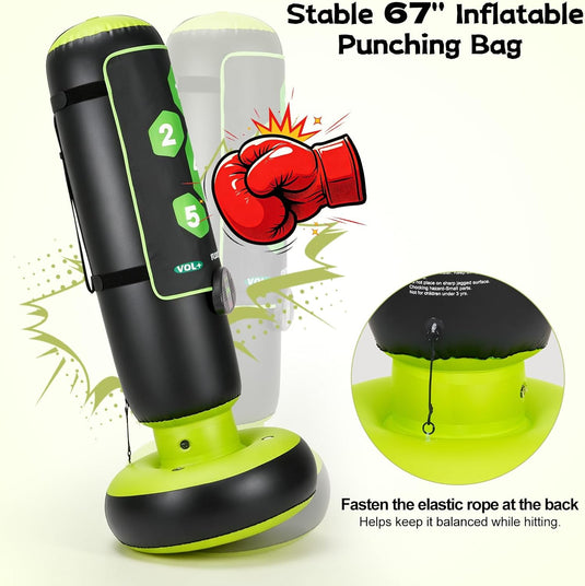 Hikeen Inflatable Punching Bag with Scoring, Lights & Music