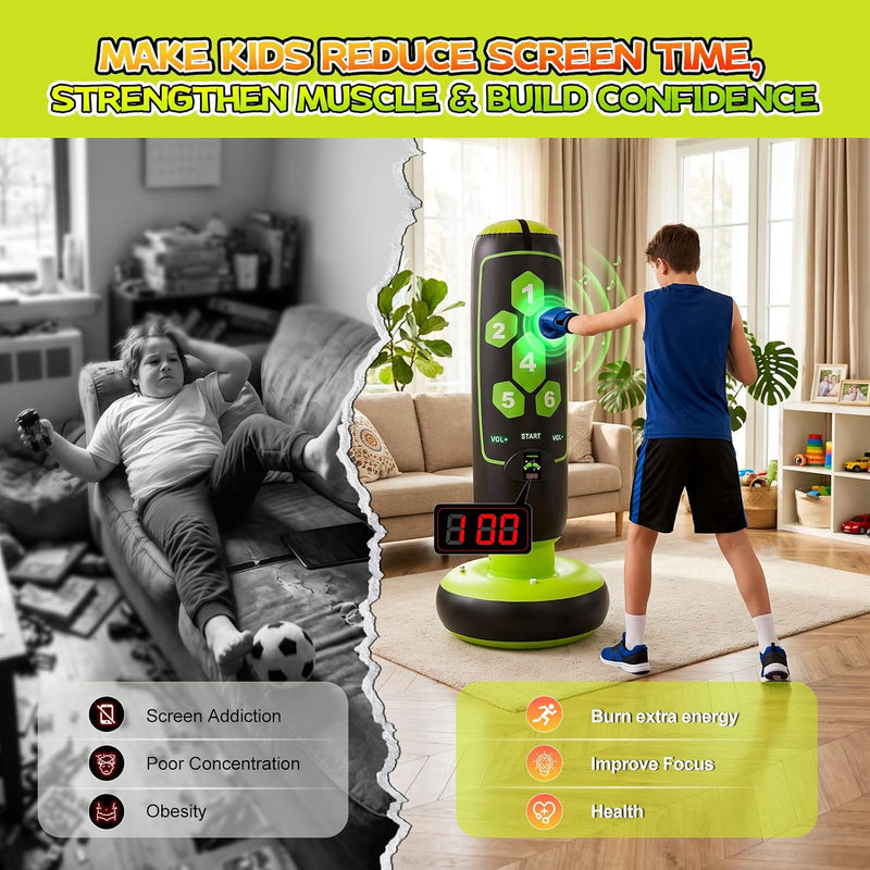 Chargez l'image dans la visionneuse de la galerie, Hikeen Inflatable Punching Bag with Scoring, Lights &amp; Music
