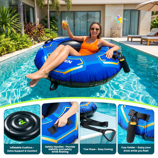 Hikeen River Tube with Removable Cushion & Cup Holder