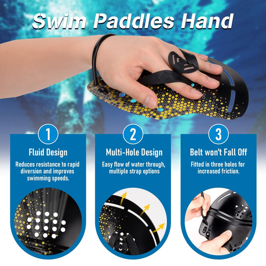 Hikeen Curved Swim Hand Paddles with Adjustable Straps