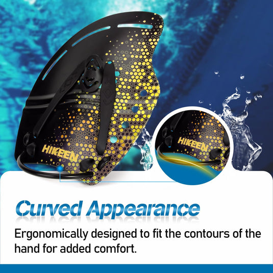 Hikeen Curved Swim Hand Paddles with Adjustable Straps