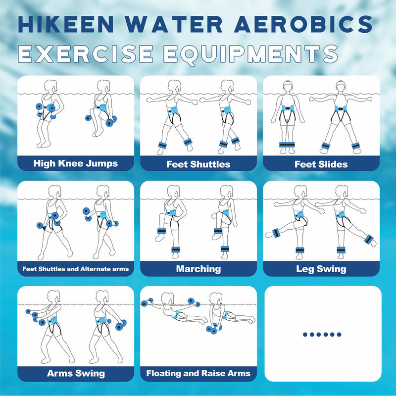 Chargez l'image dans la visionneuse de la galerie, Hikeen 6-Piece Water Aerobics Equipment Set with Aqua Belt &amp; Water Dumbbells
