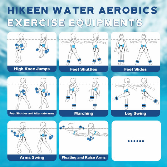 Hikeen 6-Piece Water Aerobics Equipment Set with Aqua Belt & Water Dumbbells