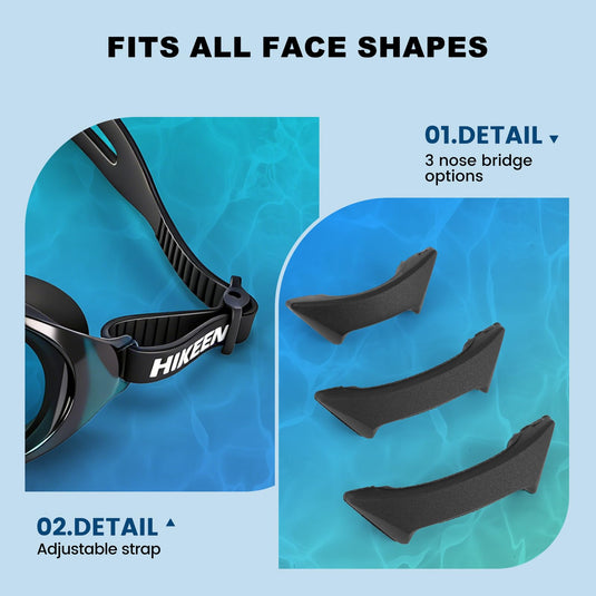 Hikeen Adult Swim Goggles with Anti-Fog & UV Protection