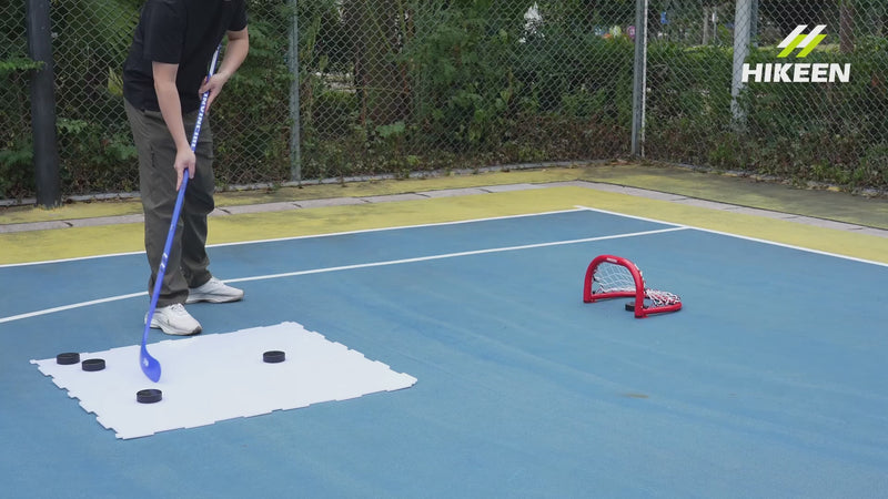 Load and play video in Gallery viewer, Hikeen Mini Hockey Goals – 2-Pack with 4 Pucks
